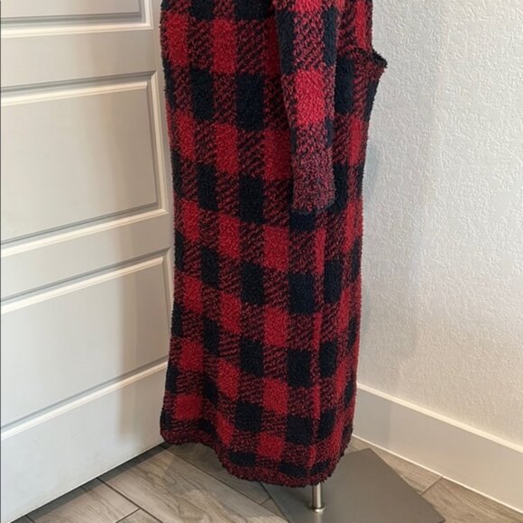 SKIMS Red and Black Plaid Robe Brick Buffalo Check S/M - Picture 4 of 11